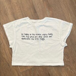 ZARA White Kids T-Shirt with Inspirational Text. Size 9-10.